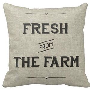 NEW 18”x18" FARM Natural Beige Linen Farmhouse Pillow Cover FRESH FROM THE FARM